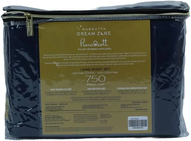 Dream Zone 750 Thread Count PimaCott King Sheet Set in Navy Blue (Navy Blue,King)