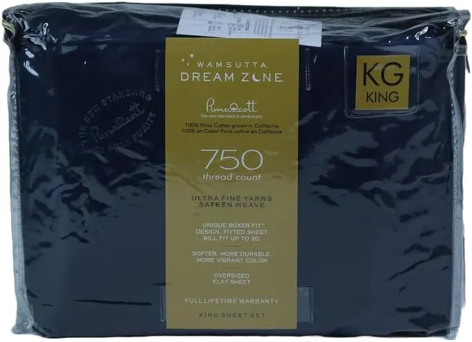 Dream Zone 750 Thread Count PimaCott King Sheet Set in Navy Blue (Navy Blue,King)