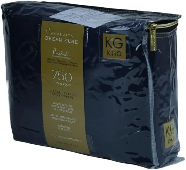 Dream Zone 750 Thread Count PimaCott King Sheet Set in Navy Blue (Navy Blue,King)