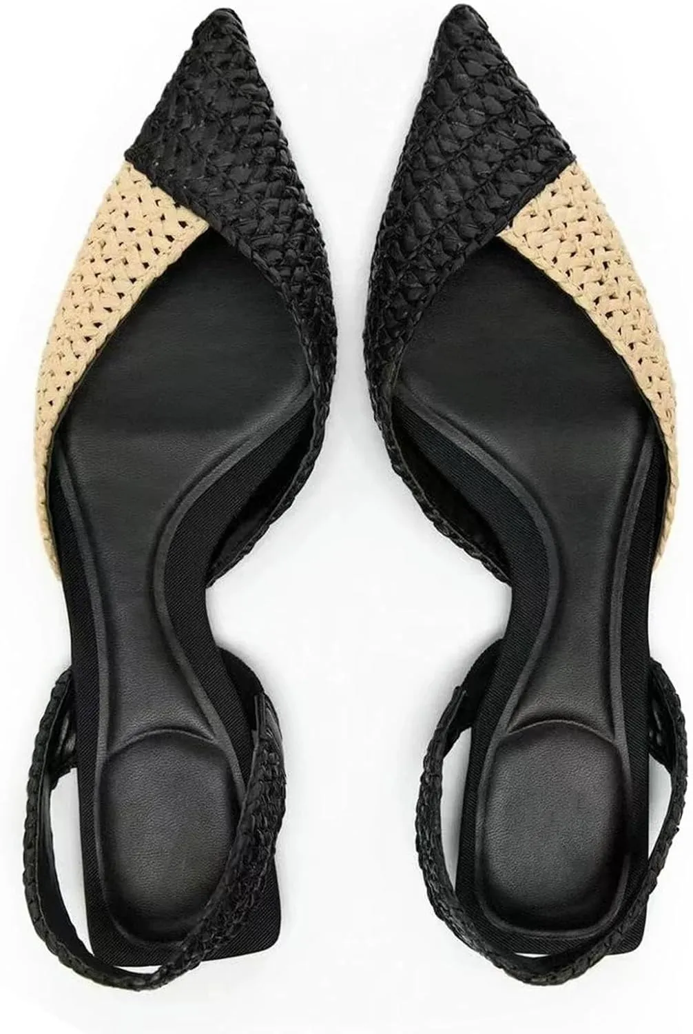 DREAMCIA White Slingback Flats for Women Pointy Toe Flats Slip On