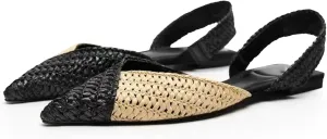 DREAMCIA White Slingback Flats for Women Pointy Toe Flats Slip On