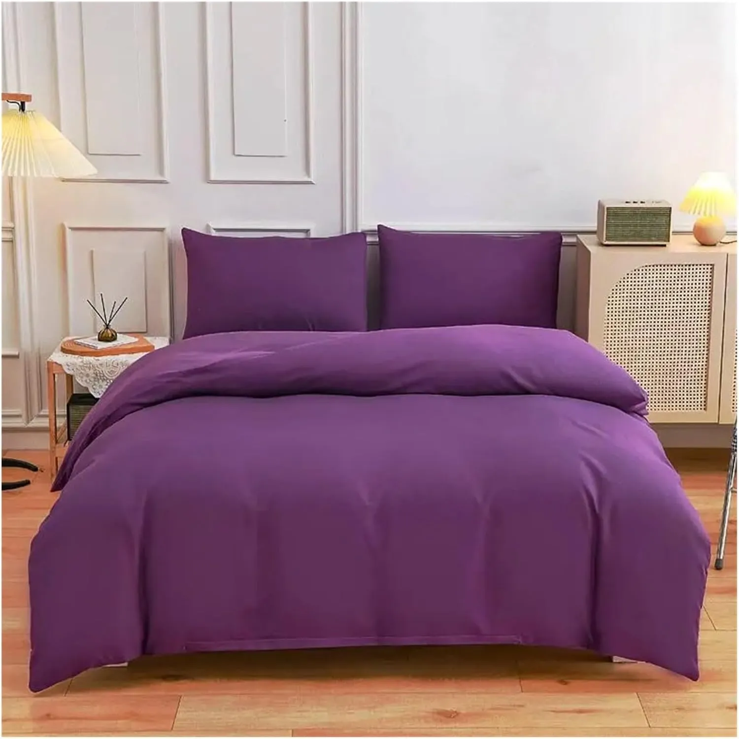 Duvet Cover Set Green Reversible Bedding Set with Duvet Cover Sheet Pillowcase 4 Piece Home Textile Products, All Season (B Twin)