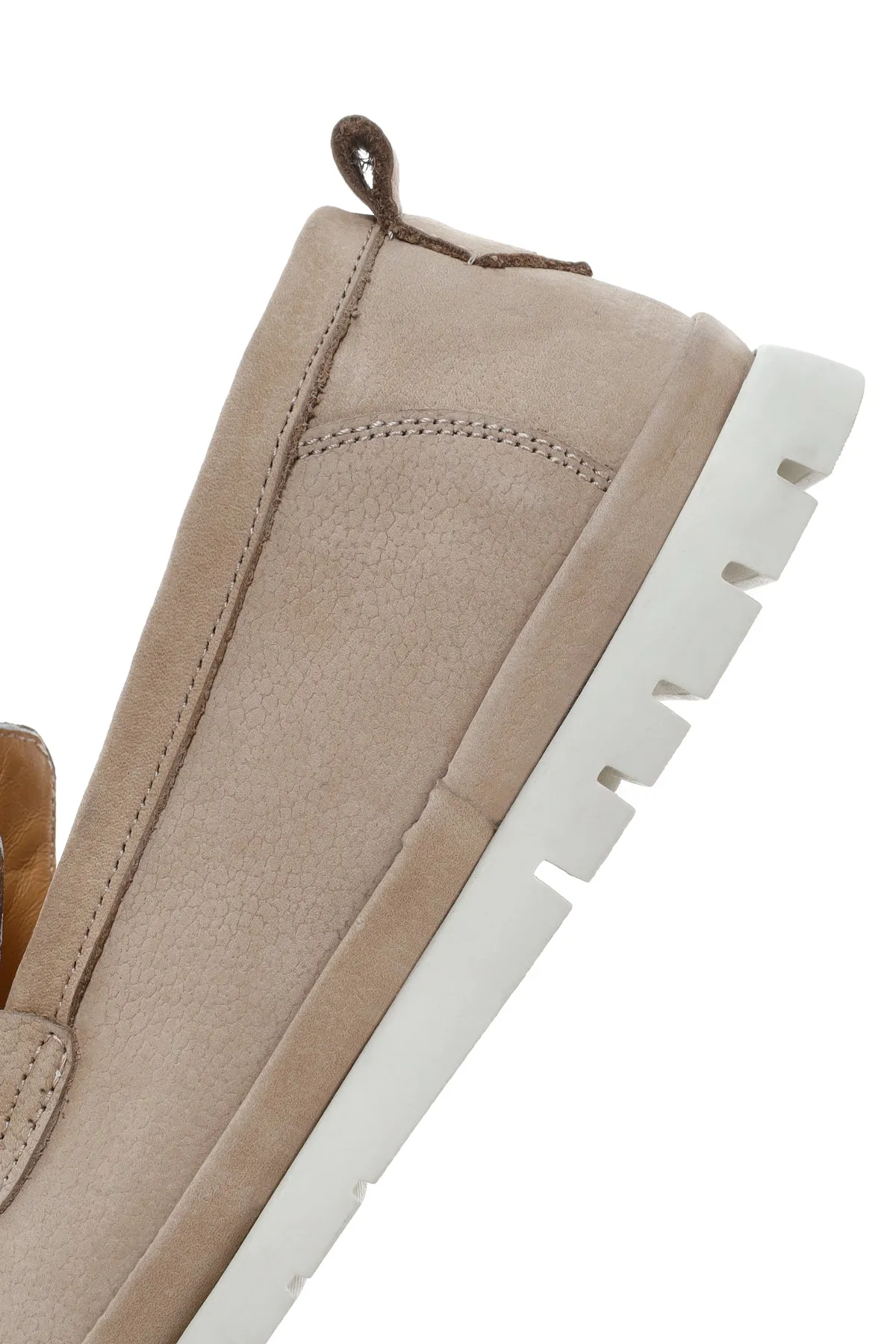 Erkek Bej Nubuk Deri Casual Loafer