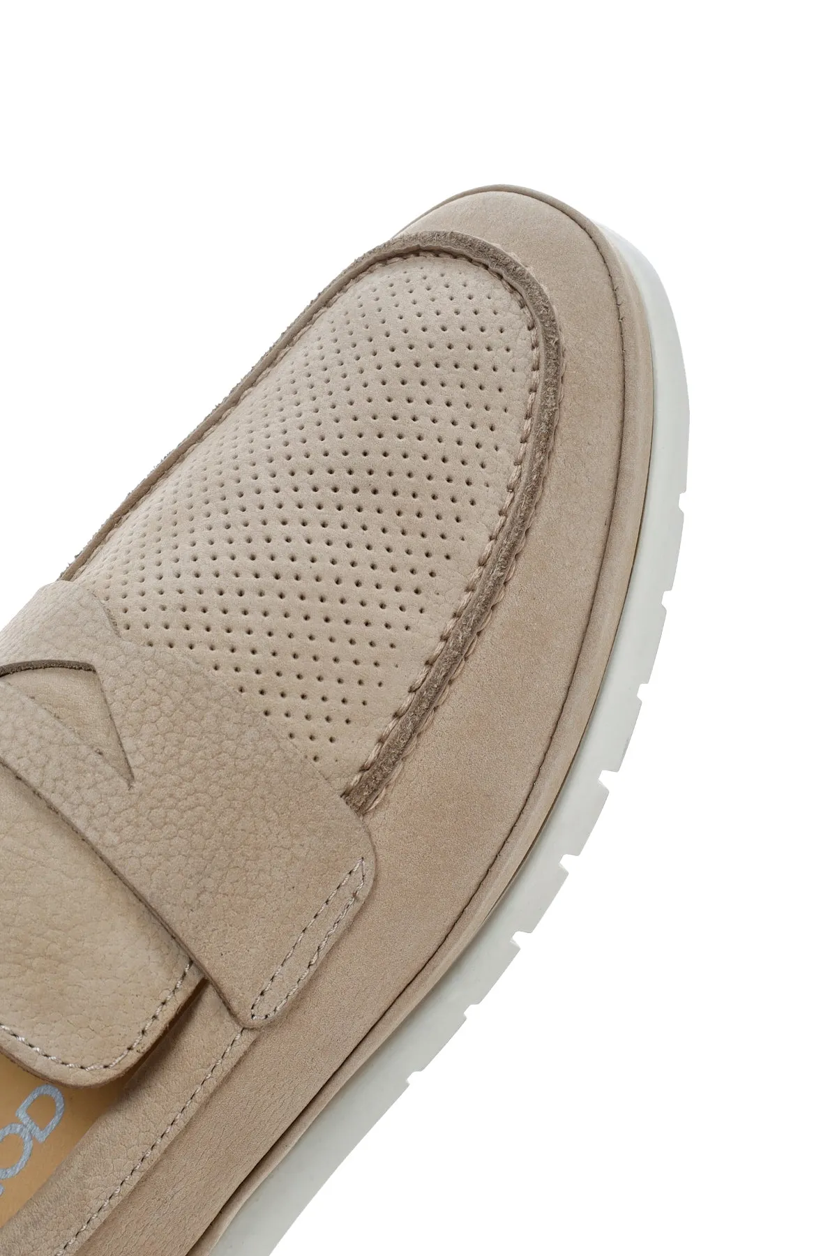 Erkek Bej Nubuk Deri Casual Loafer