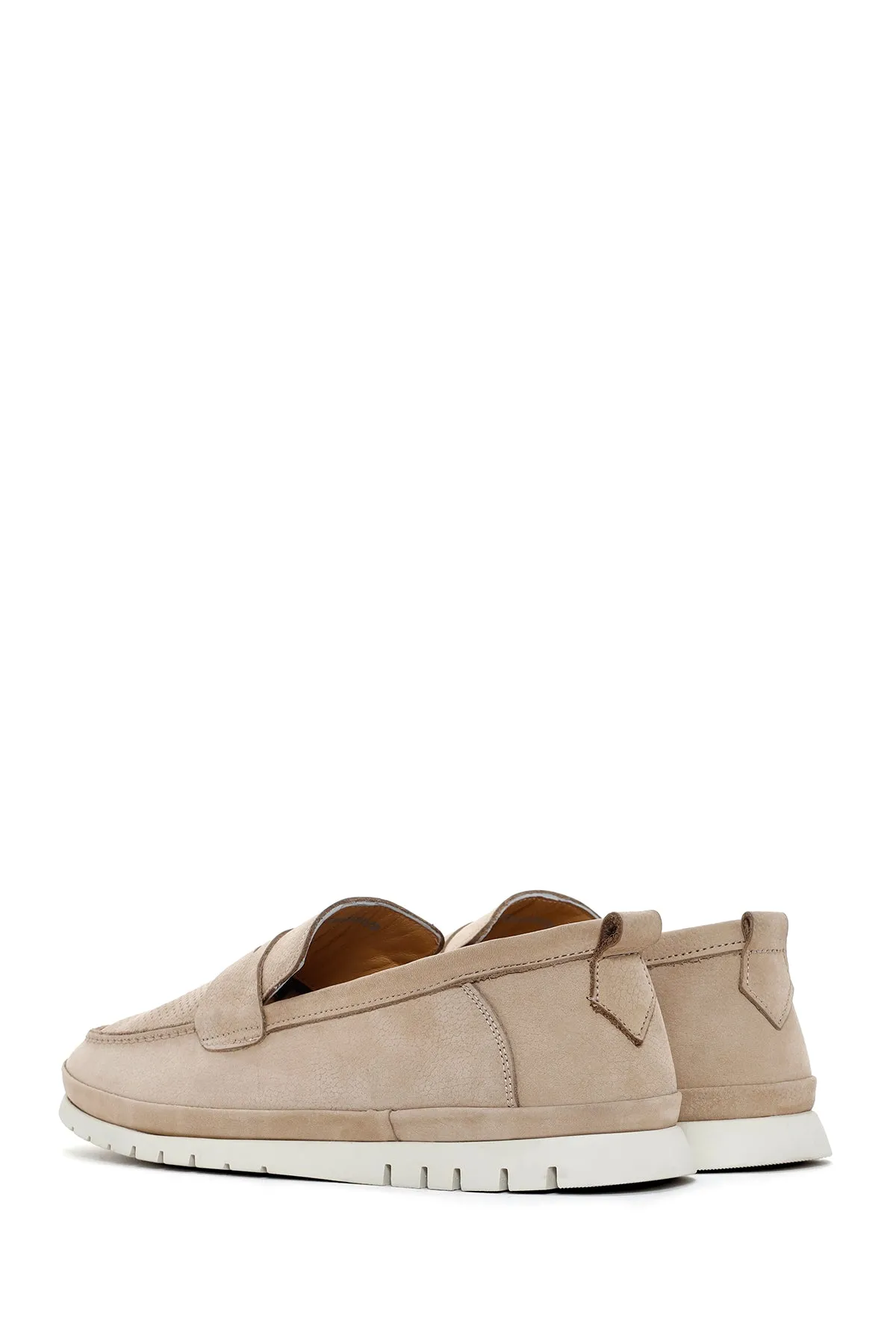 Erkek Bej Nubuk Deri Casual Loafer
