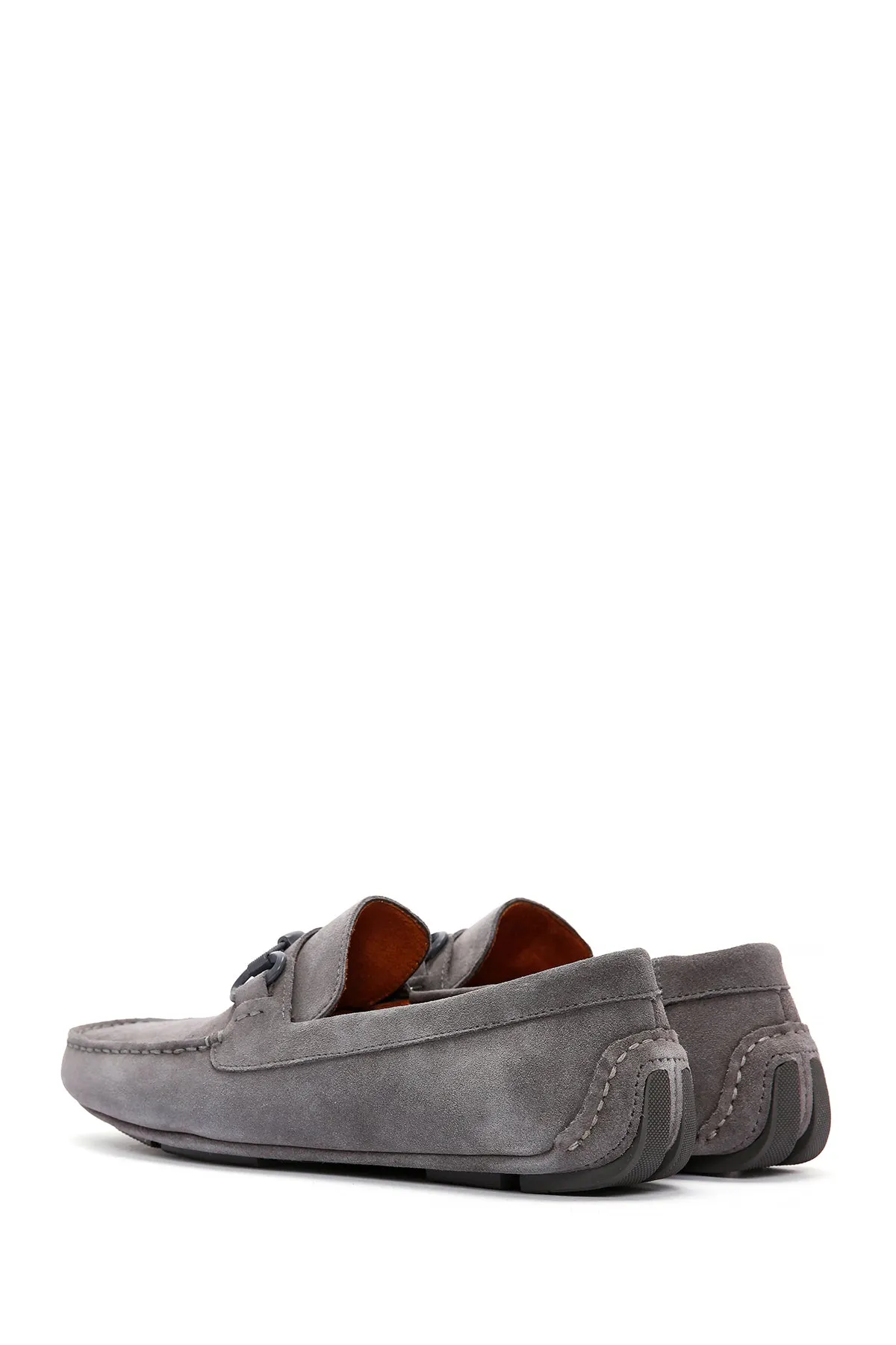 Erkek Gri Süet Deri Casual Loafer