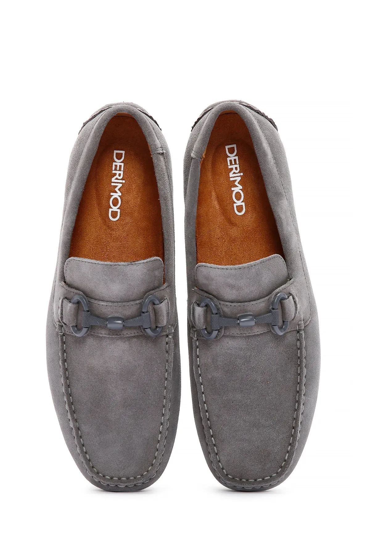 Erkek Gri Süet Deri Casual Loafer