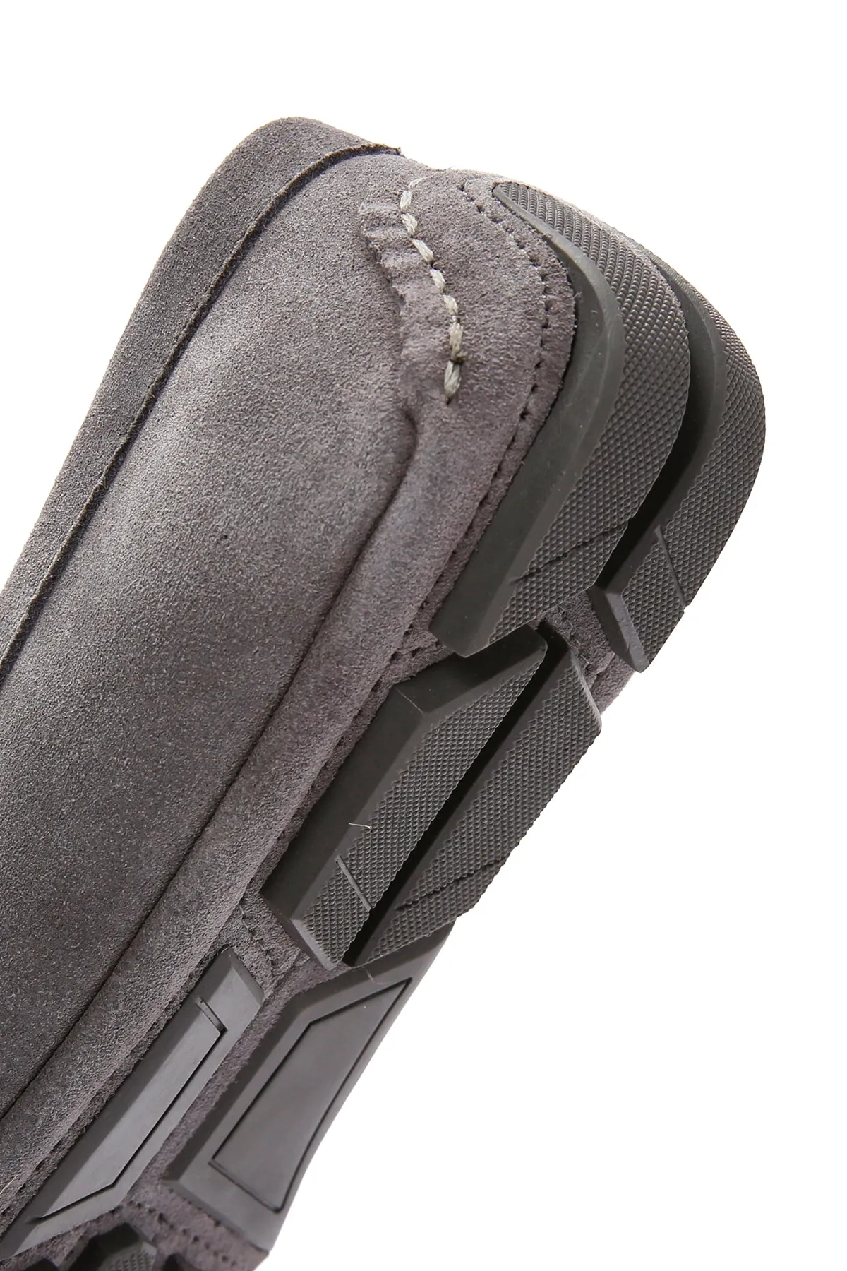 Erkek Gri Süet Deri Casual Loafer