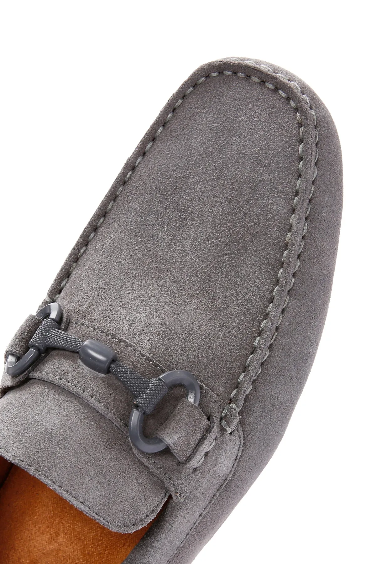 Erkek Gri Süet Deri Casual Loafer