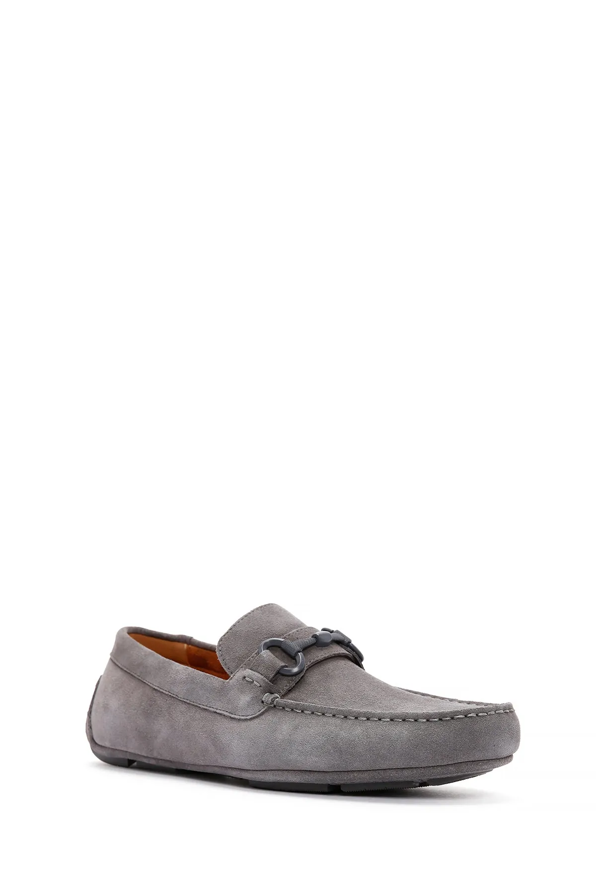 Erkek Gri Süet Deri Casual Loafer