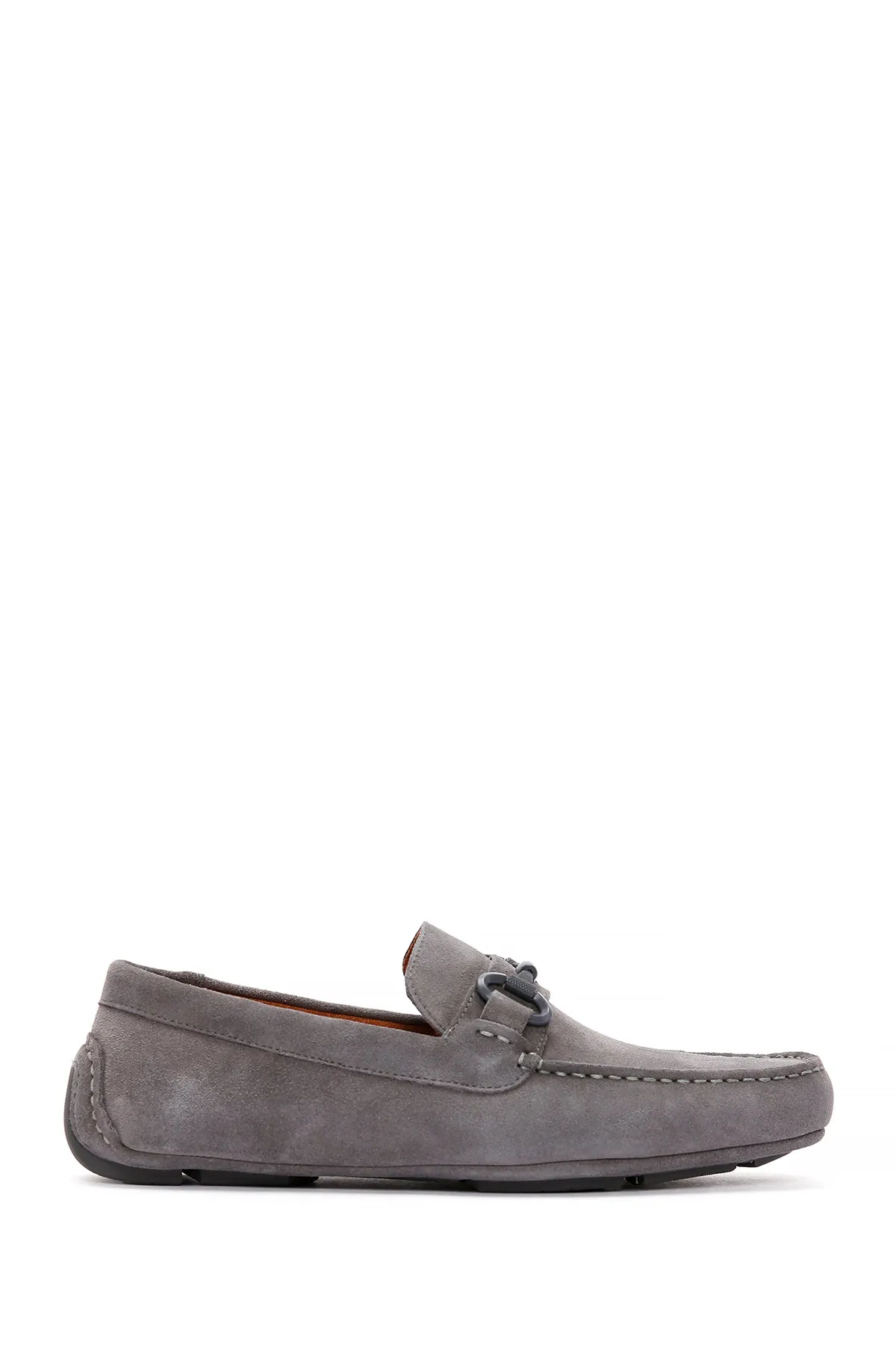 Erkek Gri Süet Deri Casual Loafer