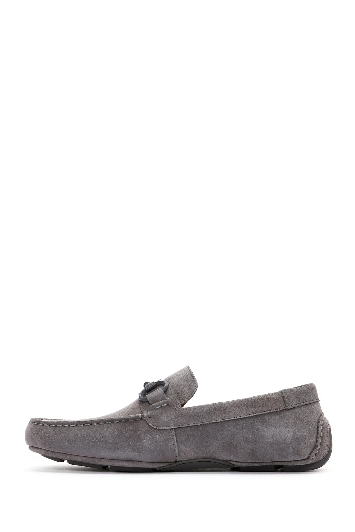 Erkek Gri Süet Deri Casual Loafer