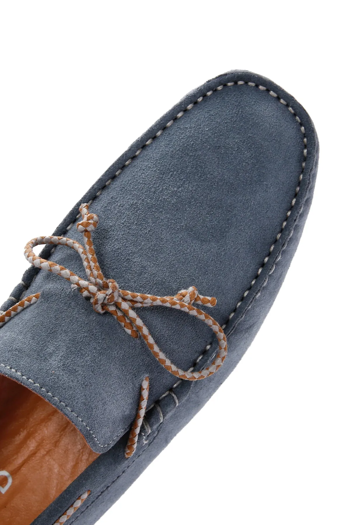Erkek Mavi Süet Deri Casual Loafer