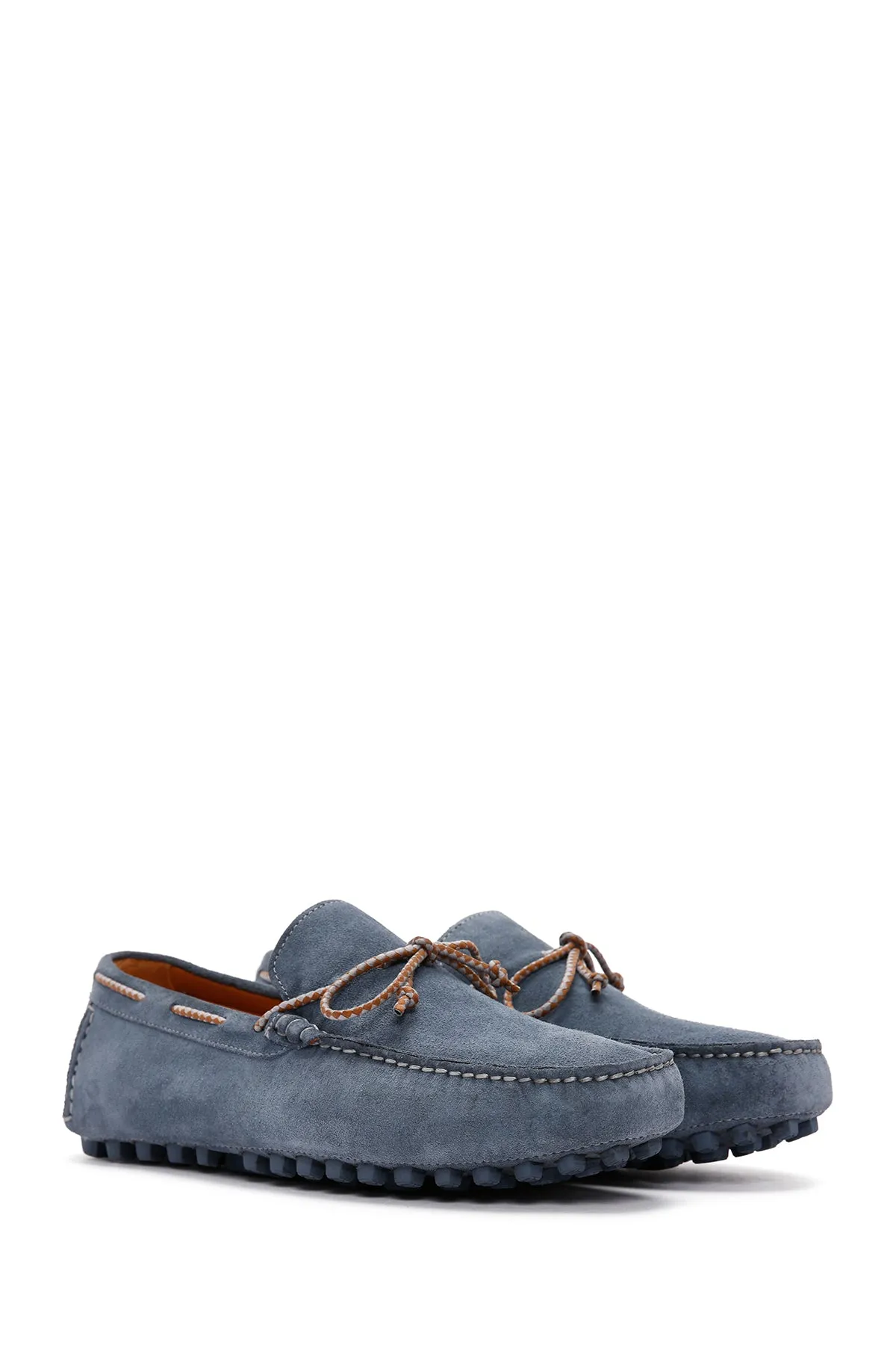 Erkek Mavi Süet Deri Casual Loafer