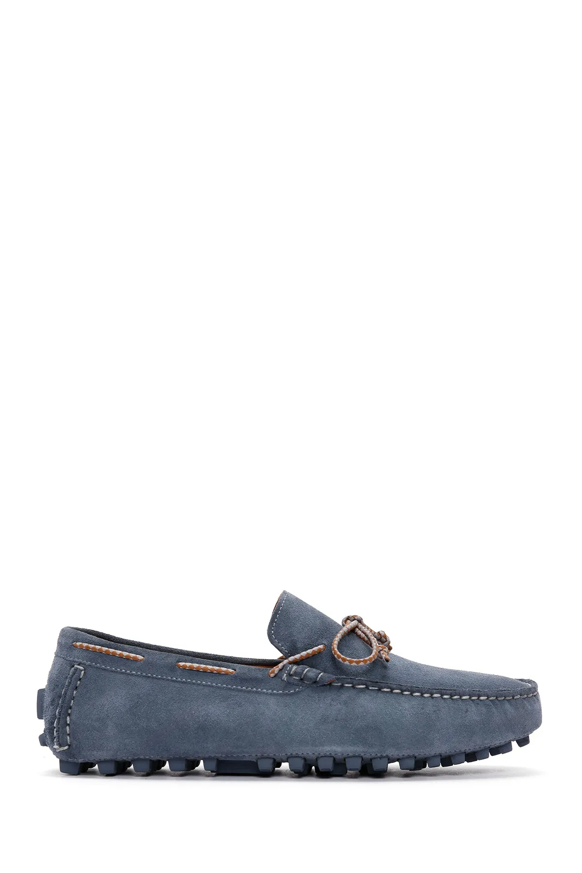Erkek Mavi Süet Deri Casual Loafer