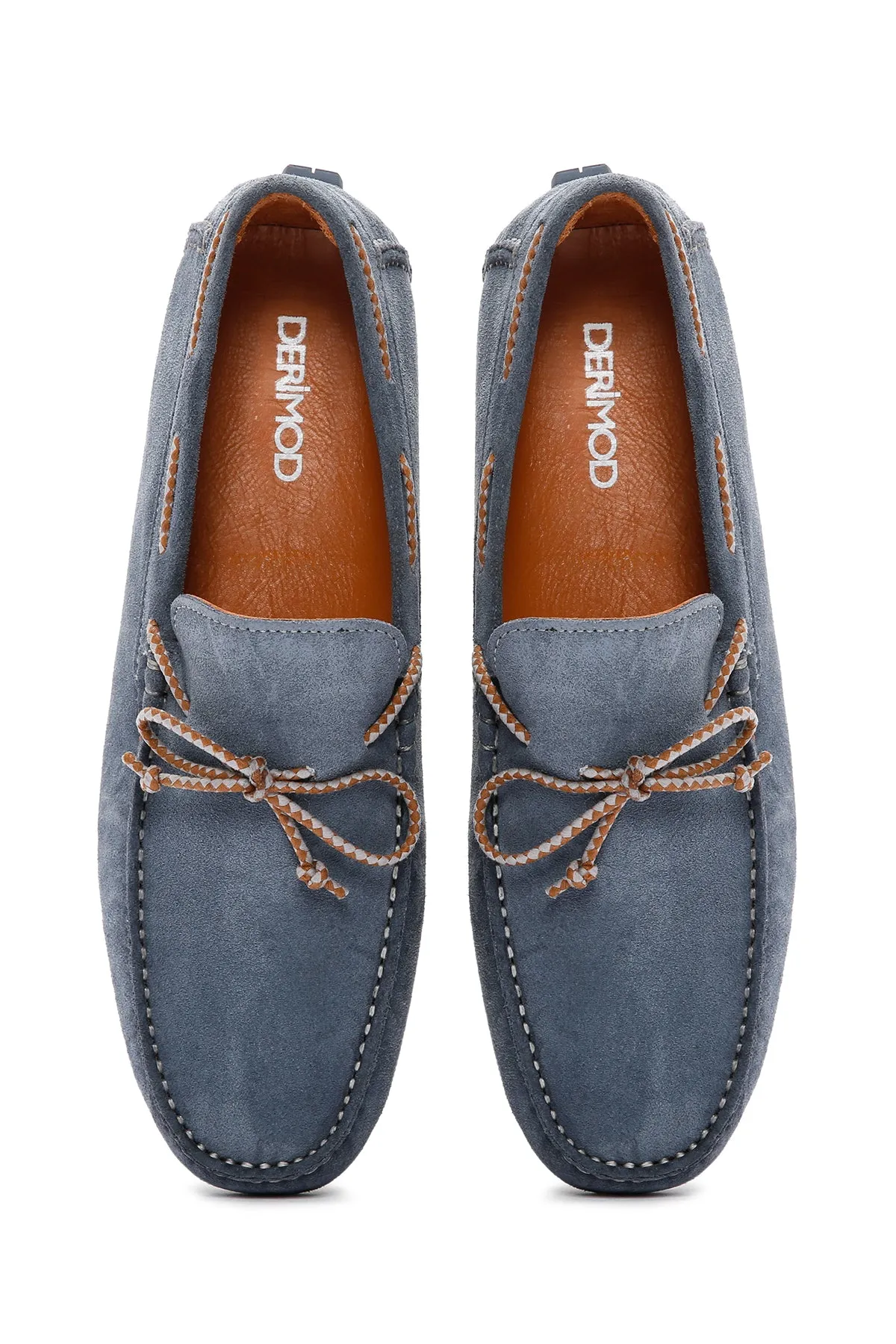 Erkek Mavi Süet Deri Casual Loafer