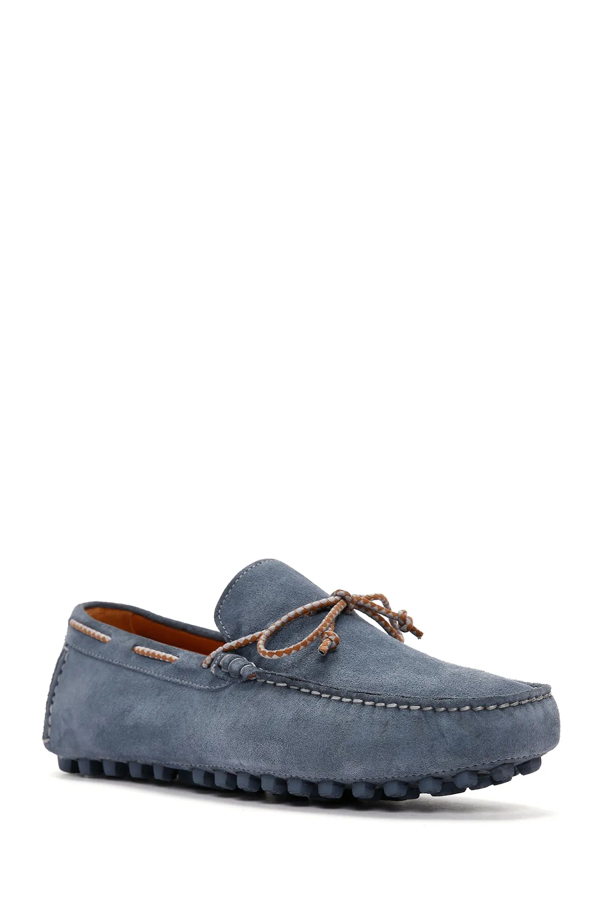 Erkek Mavi Süet Deri Casual Loafer