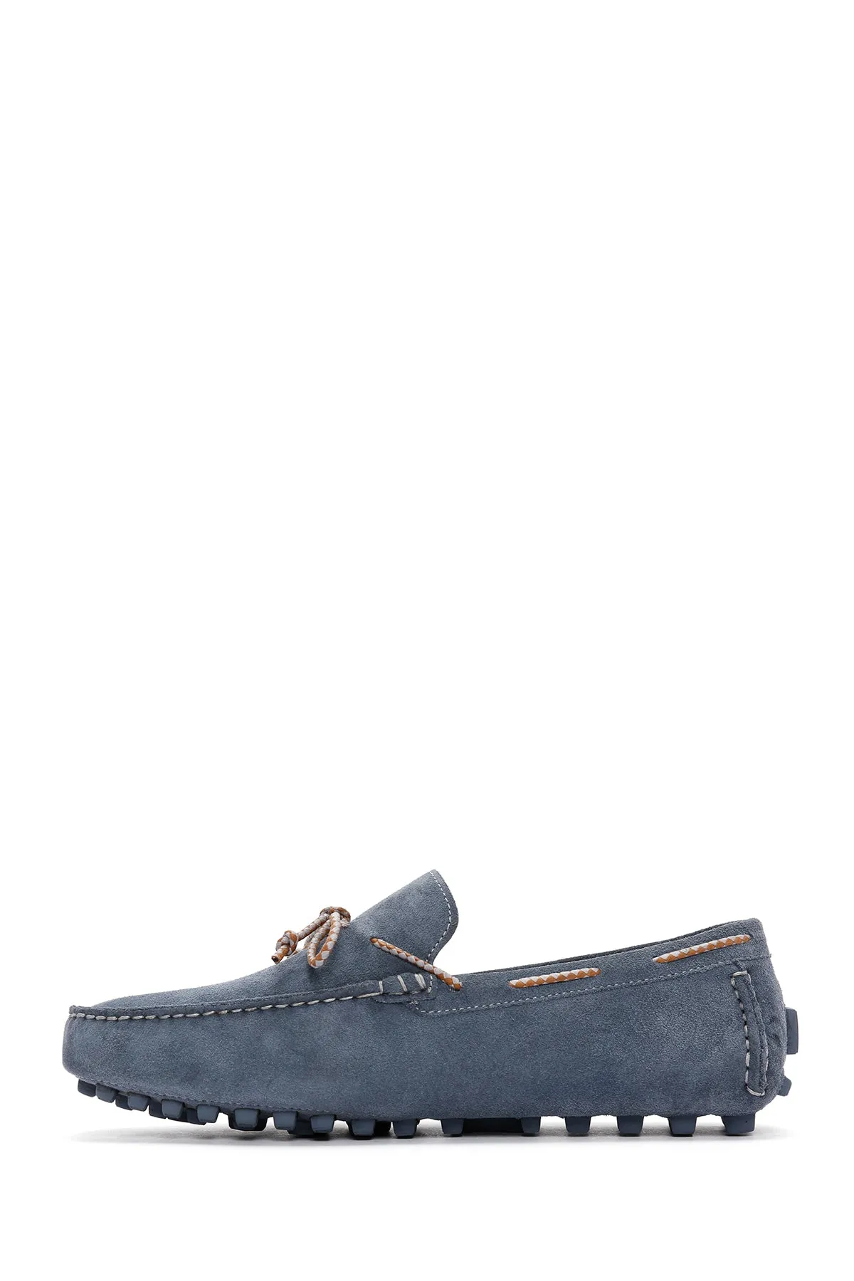 Erkek Mavi Süet Deri Casual Loafer