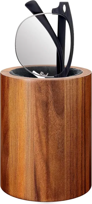 Eyeglasses Desk Holder Stand, Wood Reading Glasses Holder for Nightstand Plush Lined, Glasses Storage Compatible with Muse Eloquence Decode Ottoto Ellsworth Weston Commander (Brown)