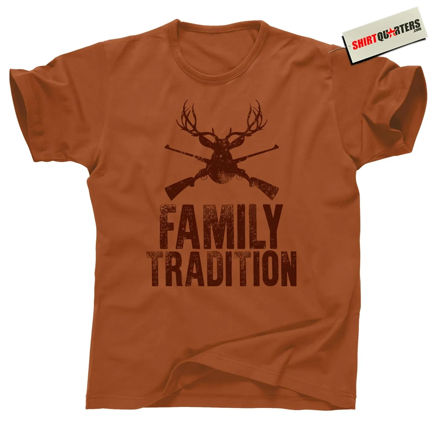 Family Tradition hunting season hunter buck deer turkey duck call Dad Father's Day granpda country and western hillbilly red neck redneck soft cotton tee t shirt (L, Texas Prepper Orange)