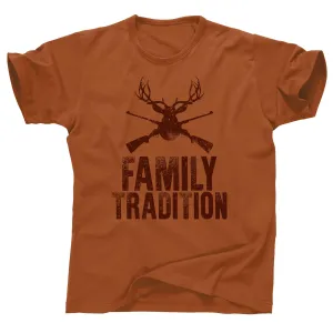 Family Tradition hunting season hunter buck deer turkey duck call Dad Father's Day granpda country and western hillbilly red neck redneck soft cotton tee t shirt (L, Texas Prepper Orange)