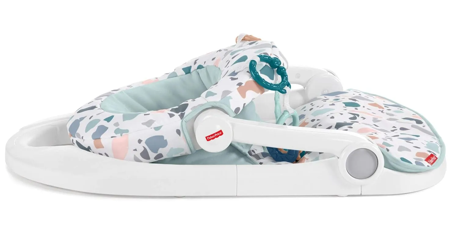 Fisher-Price Portable Baby Chair Sit-Me-Up Floor Seat With Developmental Toys & Machine Washable Seat Pad, Pacific Pebble
