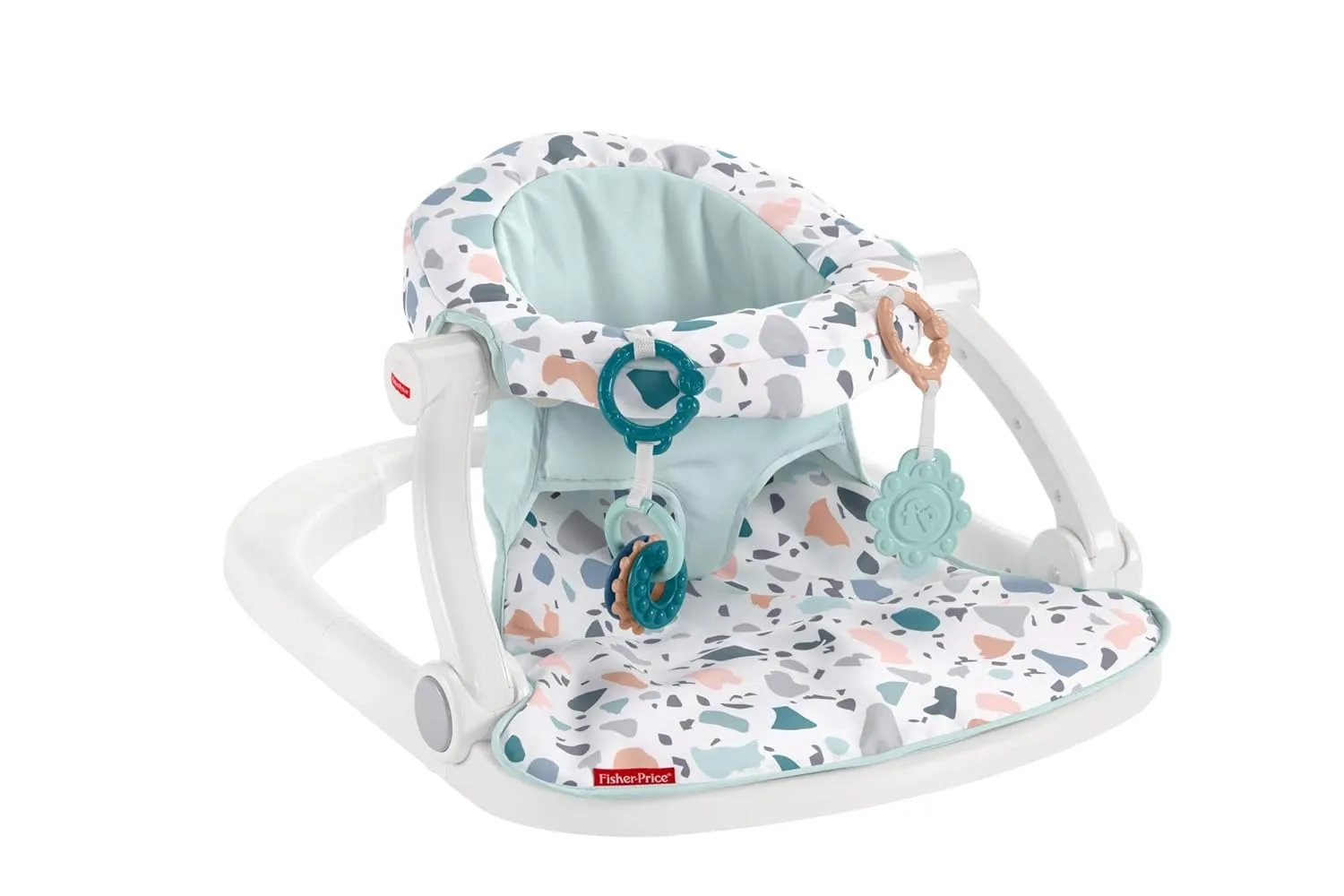 Fisher-Price Portable Baby Chair Sit-Me-Up Floor Seat With Developmental Toys & Machine Washable Seat Pad, Pacific Pebble