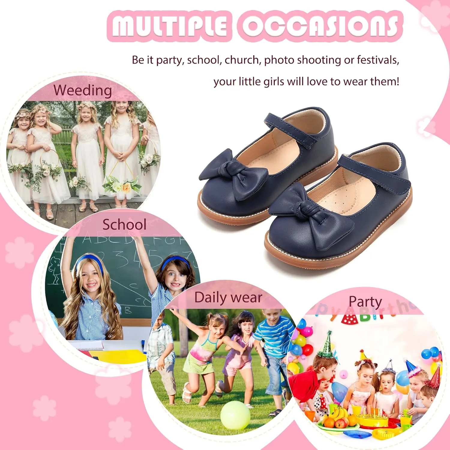 Flaryzone Toddler Little Girl Mary Jane School Uniform Oxfords Flat Dress Shoes
