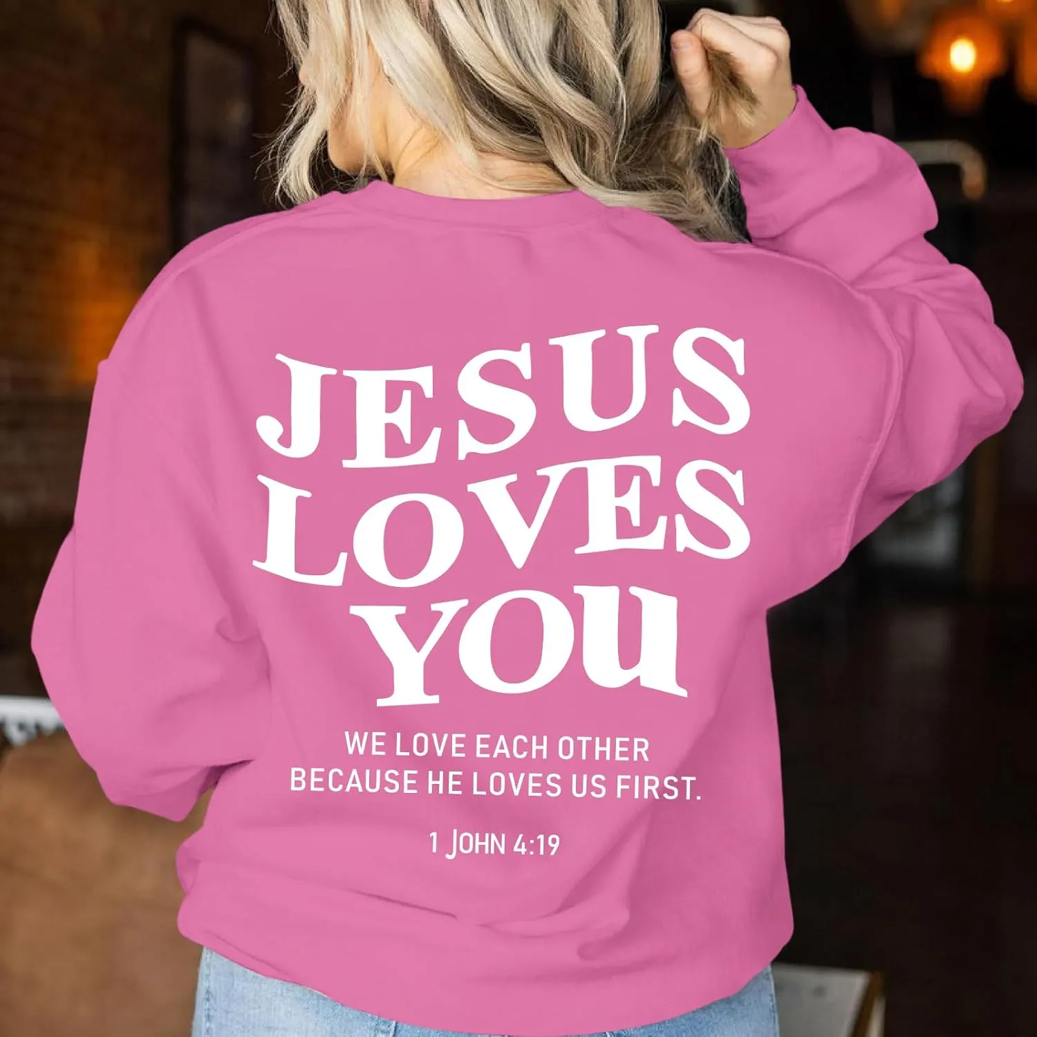 Fleece Christian Sweatshirts Women Jesus Loves You Jesus Is King Hoodie Religious Faith God Shirts Oversized Tops