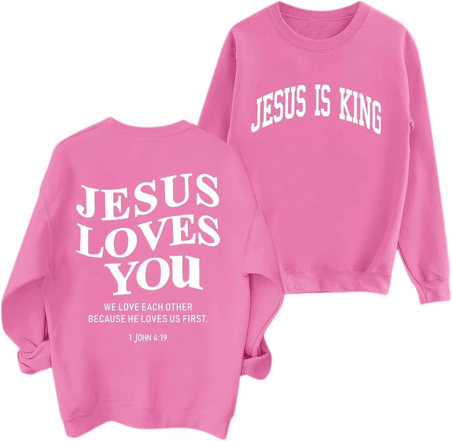 Fleece Christian Sweatshirts Women Jesus Loves You Jesus Is King Hoodie Religious Faith God Shirts Oversized Tops