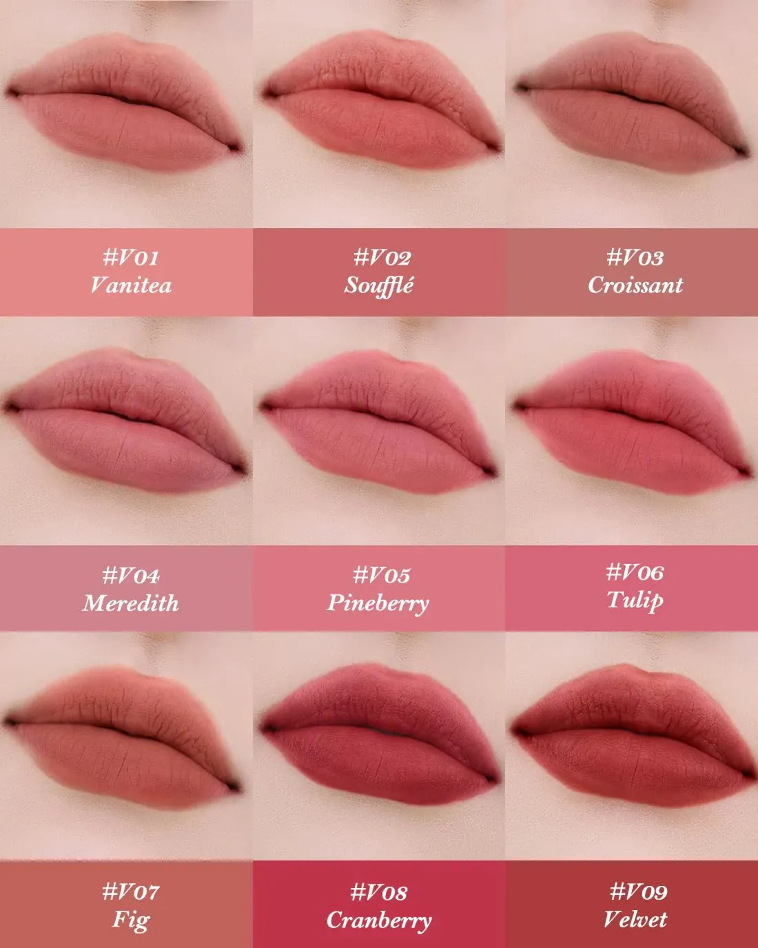 Flower Knows Strawberry Cupid Cake Lip Cream,Velvety-Smooth Matte Liquid Lipstick,Hydrating,Smudge-proof & Stain-Free Lip Stain(V01 Vanitea,0.17 Fl Oz)