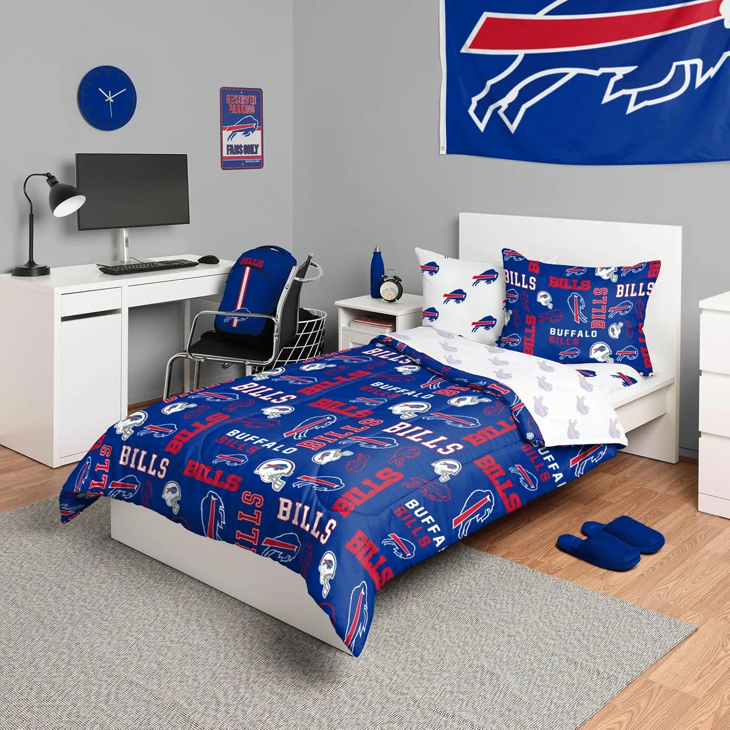 FOCO Cincinnati Bengals NFL Team Color Bed In a Bag Comforter Bedding 5 Piece Twin Set