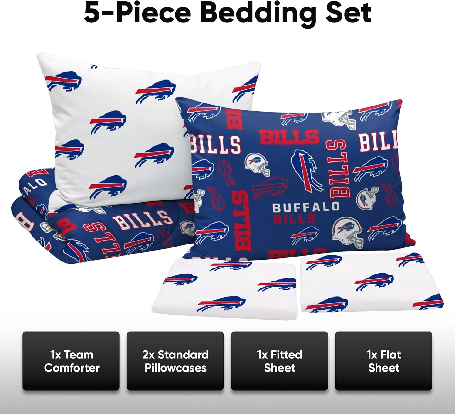 FOCO Cincinnati Bengals NFL Team Color Bed In a Bag Comforter Bedding 5 Piece Twin Set