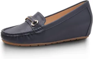 FRALOSHA Loafers for Women Wedge Penny Loafers Leather Leisure Walking Comfort Flat Slip-On Dressy Casual Cute Shoes