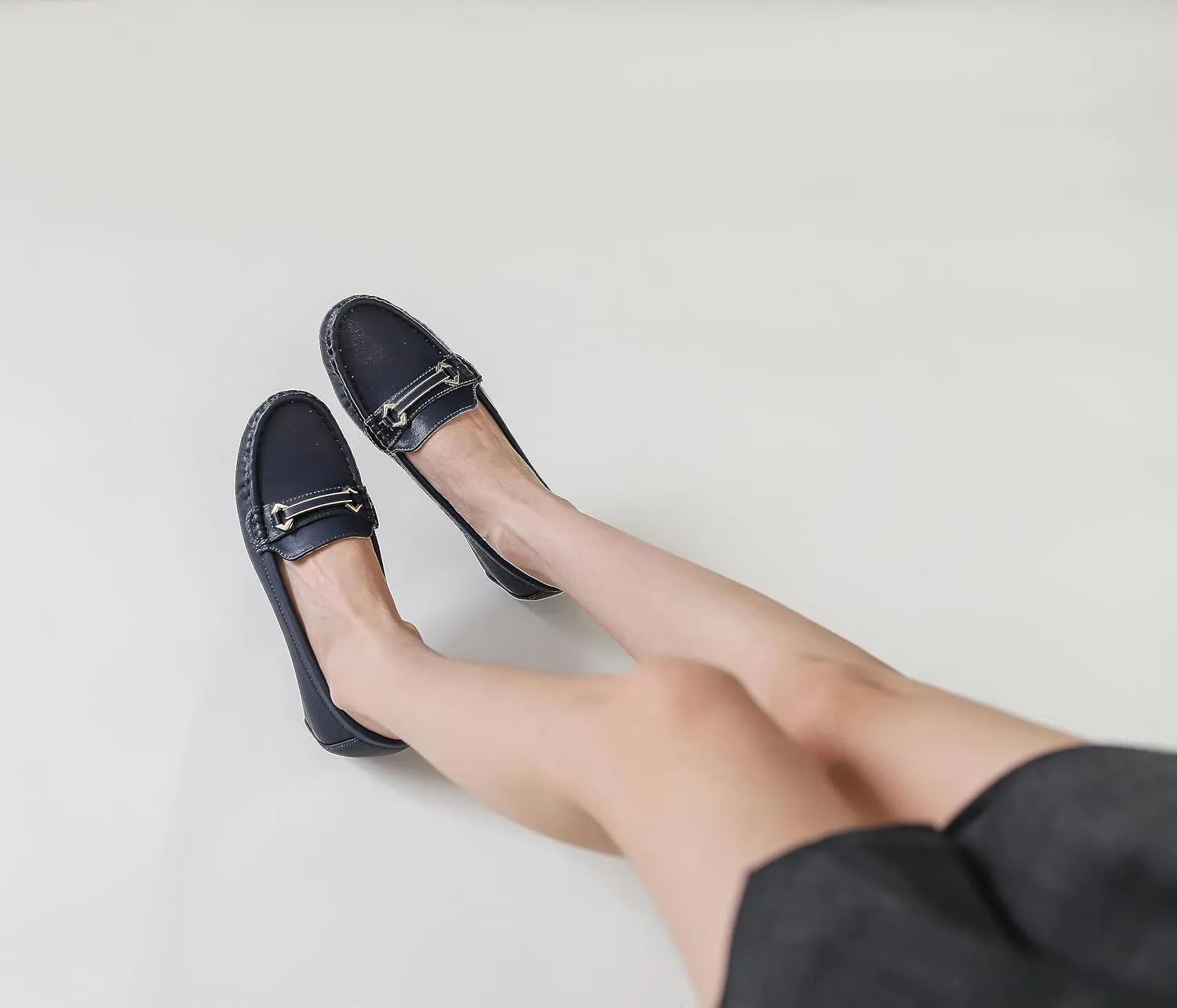 FRALOSHA Loafers for Women Wedge Penny Loafers Leather Leisure Walking Comfort Flat Slip-On Dressy Casual Cute Shoes