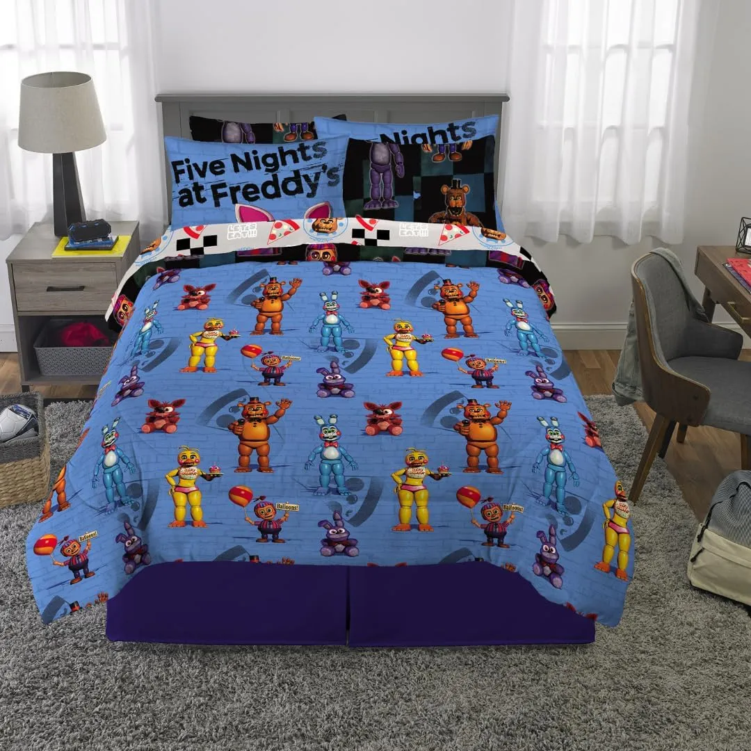 Franco Five Nights at Freddy's Kids Bedding Super Soft & Cozy Comforter and Sheet Set with Sham, 7 Piece Queen Size, (Officially Licensed Product)
