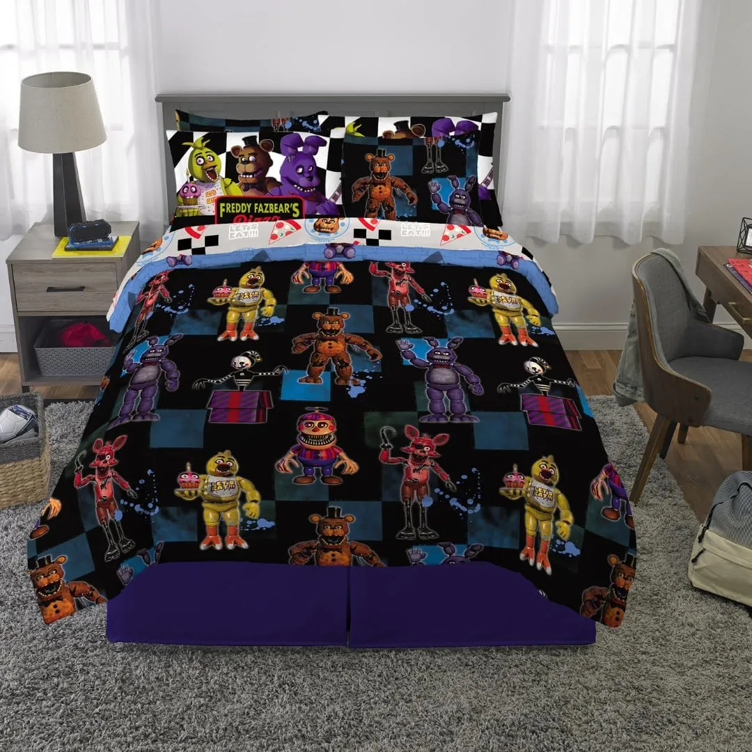 Franco Five Nights at Freddy's Kids Bedding Super Soft & Cozy Comforter and Sheet Set with Sham, 7 Piece Queen Size, (Officially Licensed Product)