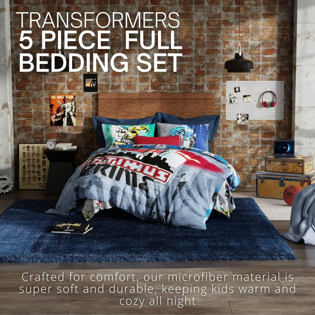 Franco Transformers Battle in Brooklyn Optimus Prime Kids Super Soft Comforter and Sheet Set with Sham, 5 Piece Full Size, (Official Licensed Product)