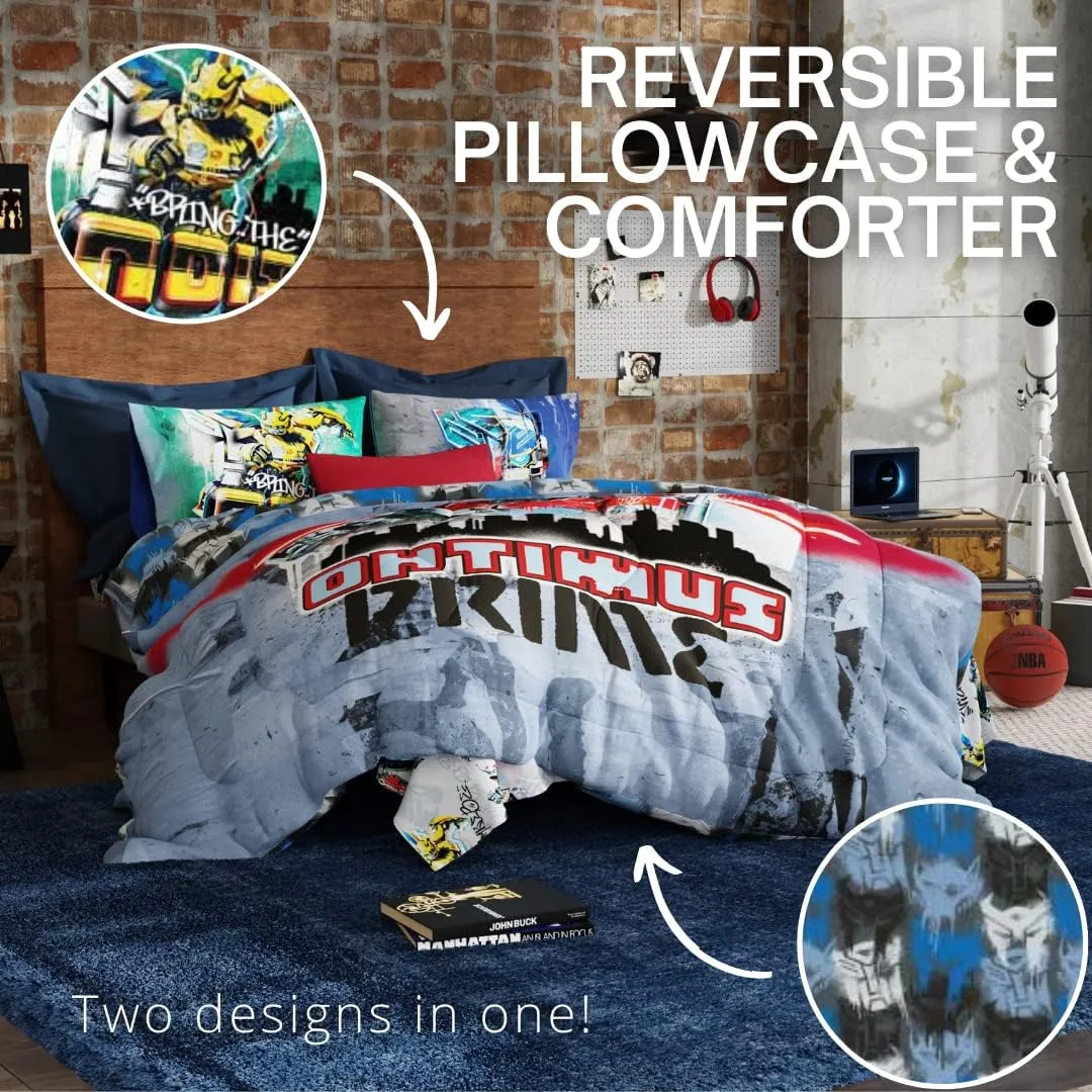 Franco Transformers Battle in Brooklyn Optimus Prime Kids Super Soft Comforter and Sheet Set with Sham, 5 Piece Full Size, (Official Licensed Product)