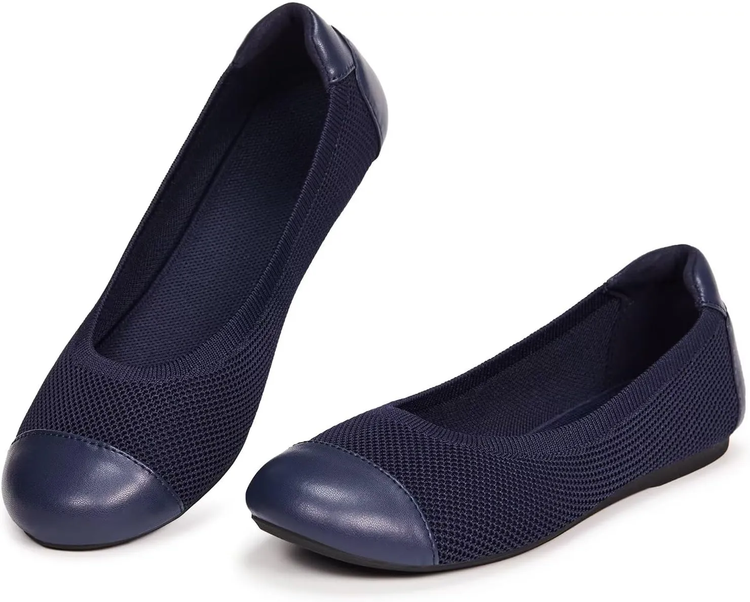 Frank Mully Women's Ballet Flats Round Toe Walking Flats Slip On Work Shoes Knitted Flats Shoes for Woman Soft Lightweight