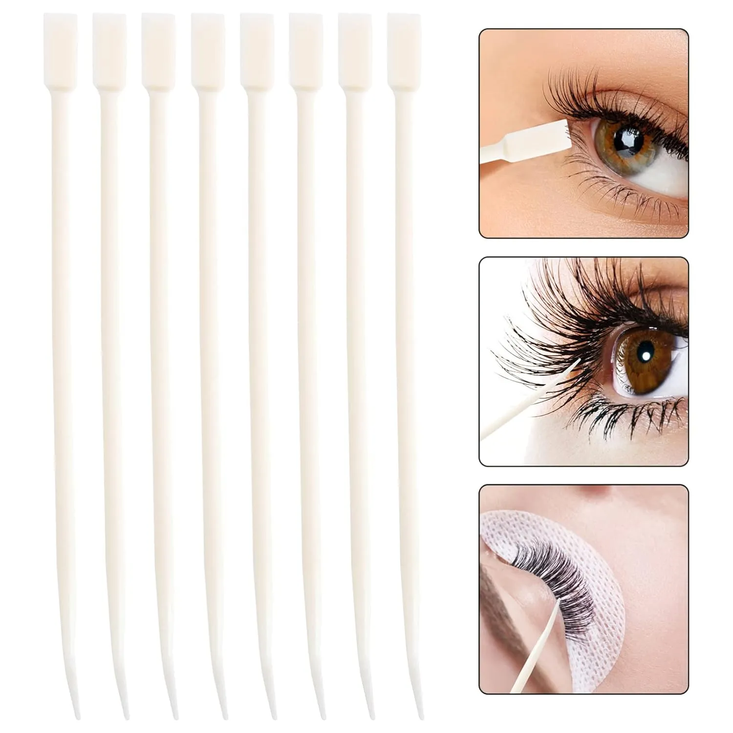 FRCOLOR 200pcs Makeup Separator Tools Needle Eyelash False Supplies Applicator for Use Beige Grafting Lash Lifter Curler Eyelashes Stick Kit Tool Lift Lifting Perming Lashes Kit,