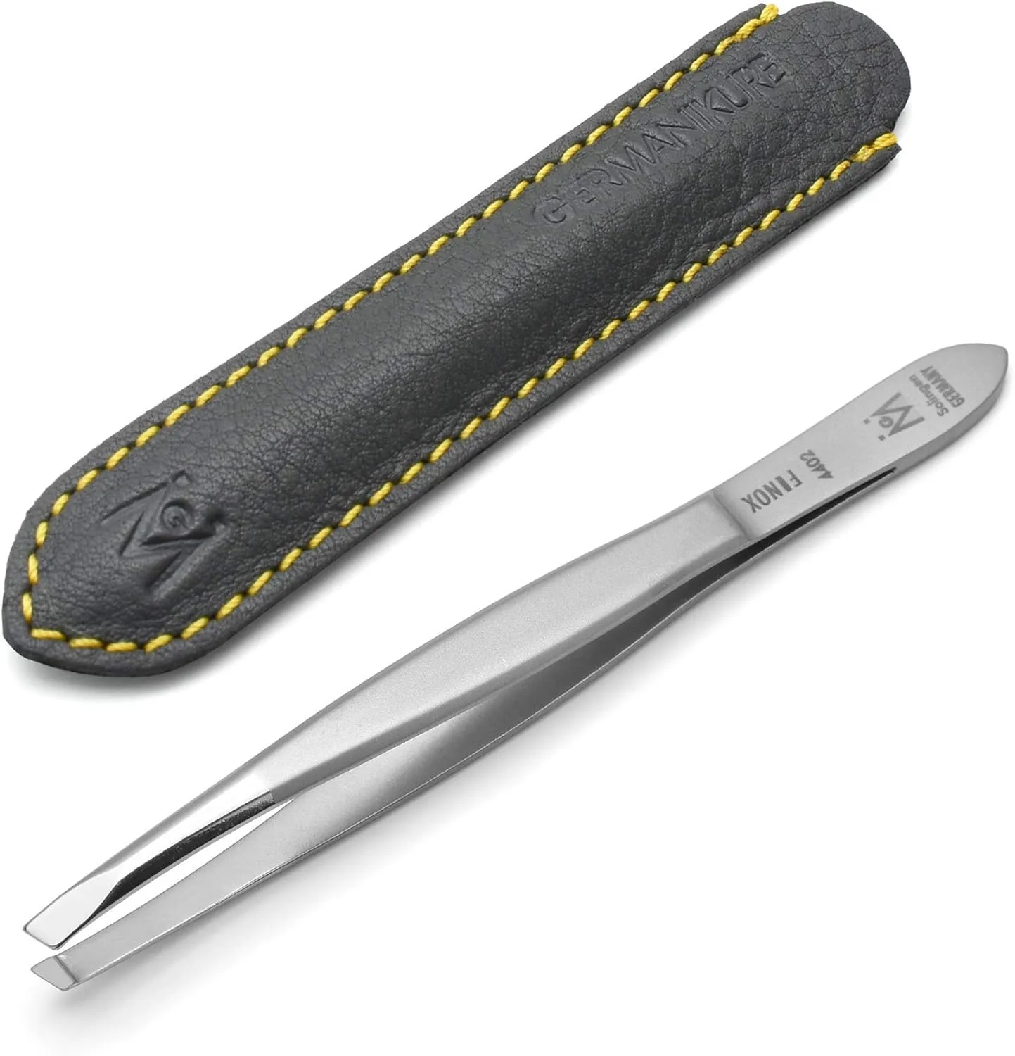 GERMANIKURE Slanted Tweezers in Leather Case - Made in Solingen Germany