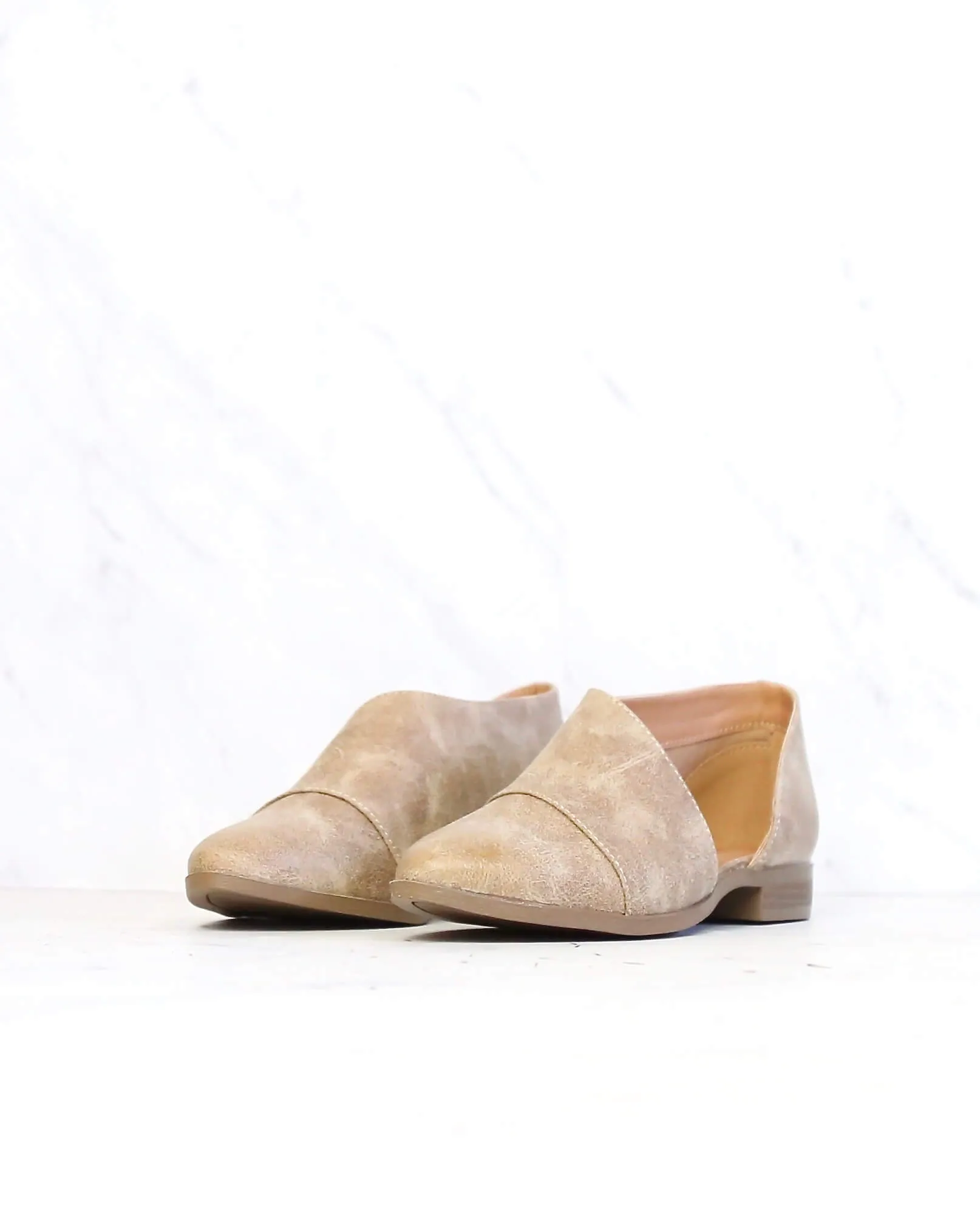 Gigi Vegan Pointed Toe Flats in Taupe