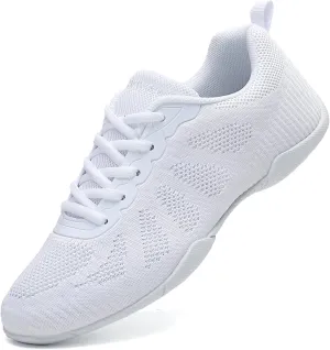 Girls Cheer Shoes Lightweight Non-Slip with Arch Support for Youth Cheerleading Stunts, Dance and Gymnastics Competitions Size Kids/Little Kid 12 to Women 11.5 (Black/White)
