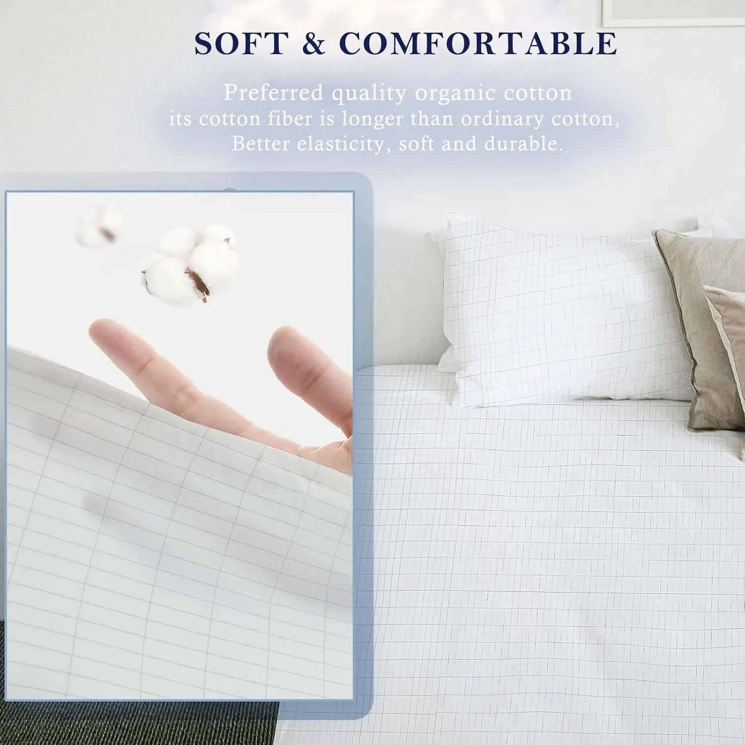 Grounding Sheet Cotton Flat Grounding Sheet with Silver Fiber,Twin Grounded Bed Sheet for Sleep Stress, 39 x 75 Inch Earth Connected Sheet with Grounding Cord