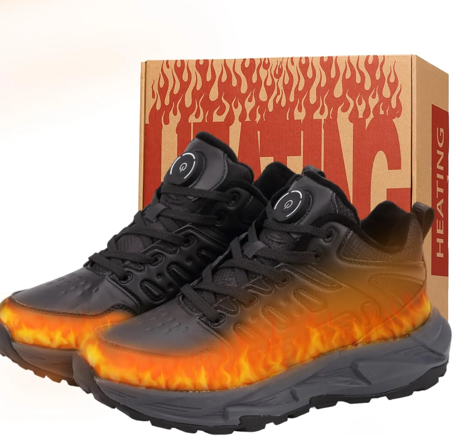 Heated Sneakers for Women Men - Rechargeable Electric Heated Shoes with 3 Heating Levels, Waterproof Upper, Non-Slip Rubber Sole, Winter Warmth Footwear for Hiking Outdoor Activities