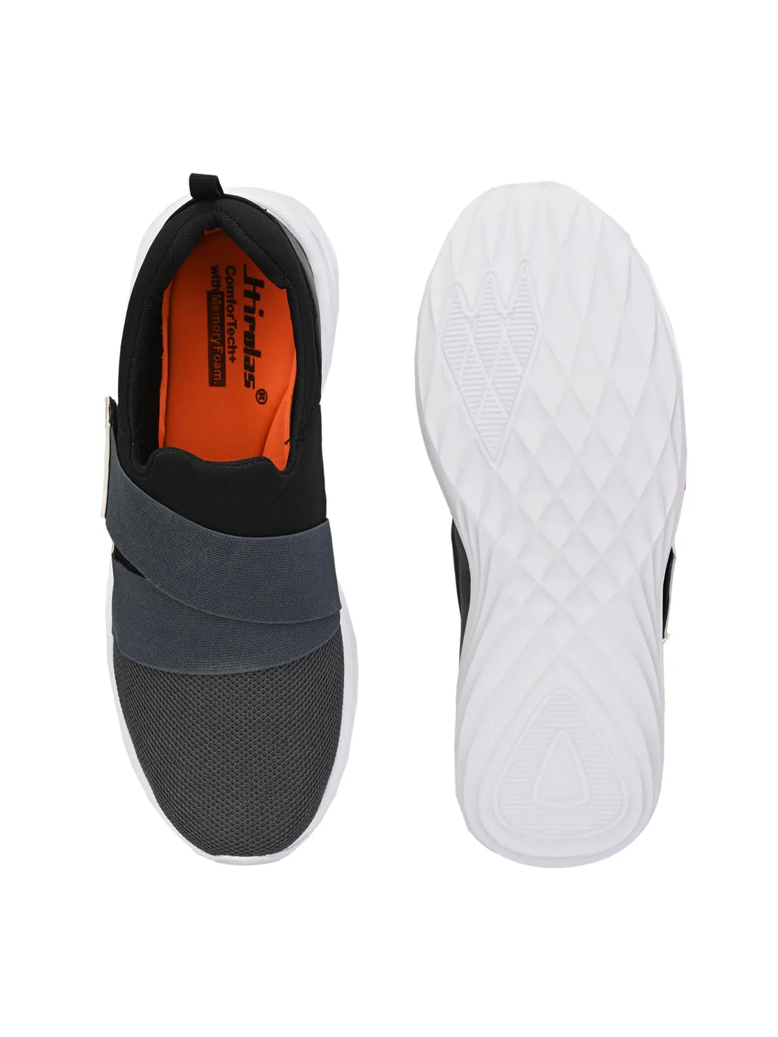 Hirolas® Men's Grey Mesh Running/Walking/Gym Slip On Sport Shoes (HRL2058GRY)