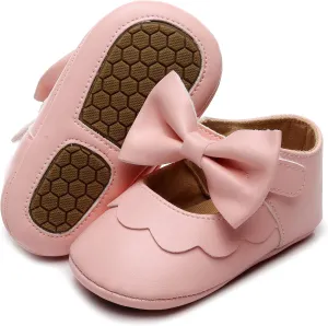 HONGTEYA Infant Baby Girls Mary Jane Flats Non Slip for Toddler First Walkers Soft Sole PU Leather Crib Shoes Sneaker Wedding Party Christmas Princess Dress Shoes Baby Moccasins Girls