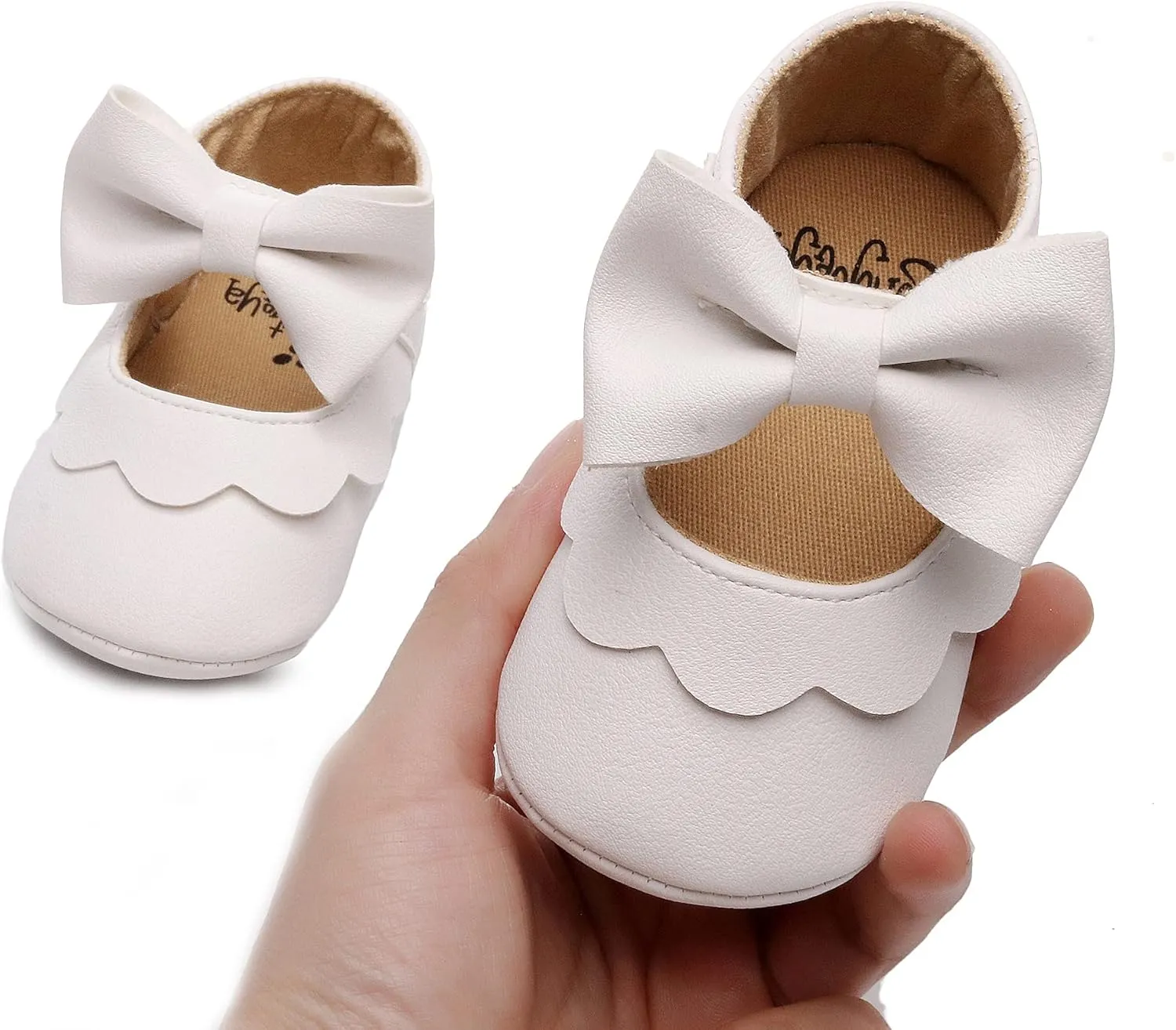 HONGTEYA Infant Baby Girls Mary Jane Flats Non Slip for Toddler First Walkers Soft Sole PU Leather Crib Shoes Sneaker Wedding Party Christmas Princess Dress Shoes Baby Moccasins Girls