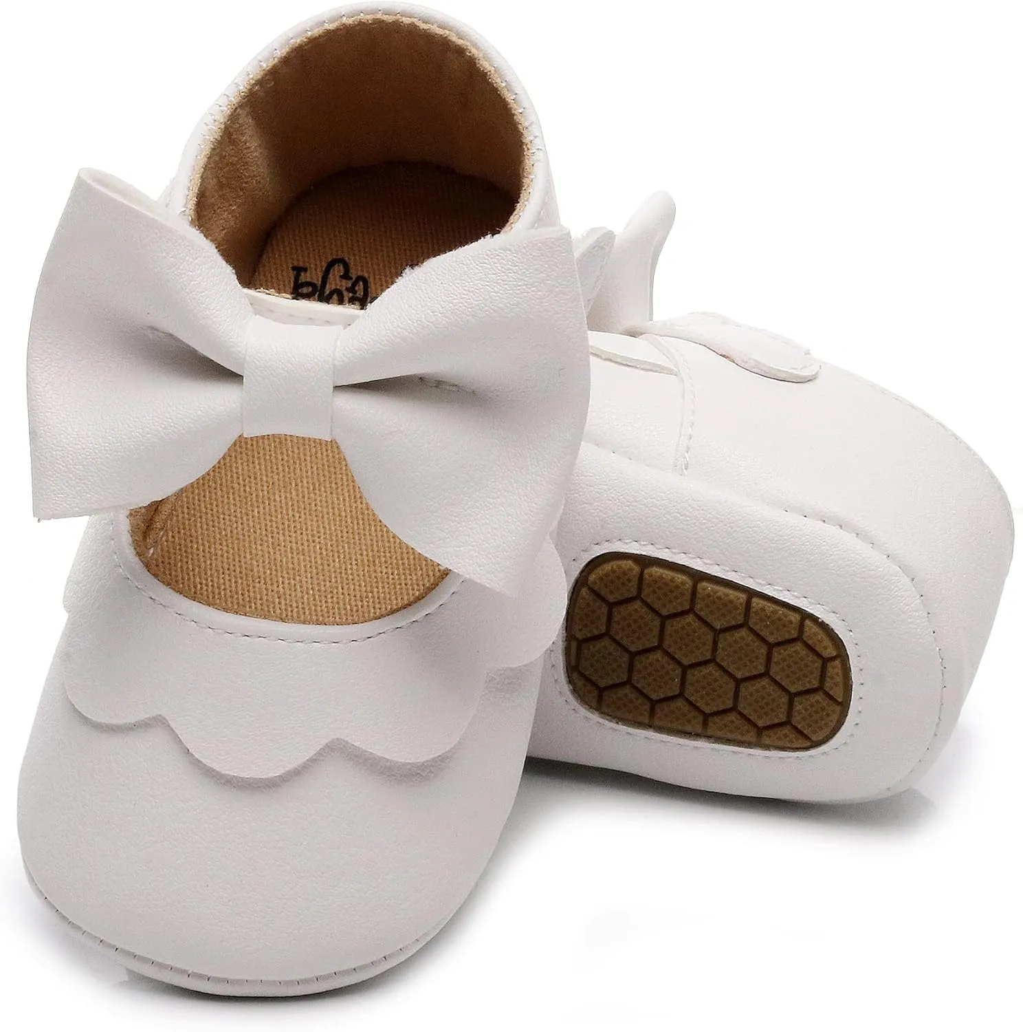 HONGTEYA Infant Baby Girls Mary Jane Flats Non Slip for Toddler First Walkers Soft Sole PU Leather Crib Shoes Sneaker Wedding Party Christmas Princess Dress Shoes Baby Moccasins Girls